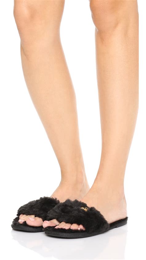 michael kors fur slippers|michael kors slides women's.